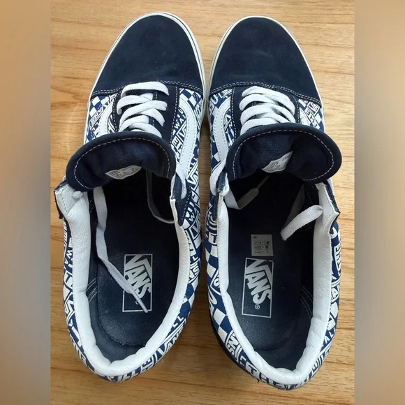 Vans Old Skool Navy Logo Checker Print Sneakers | Men’s Size 13 - Picture 7 of 11